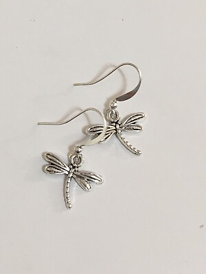 #ad Small Silver Dragonfly Insect￼ Charm Dangle Fashion ￼￼Earrings Woman’s Ladies￼￼ $12.99