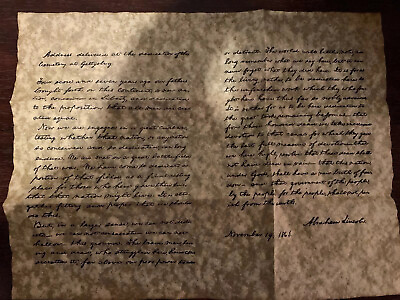 Gettysburg Address Parchment Replica $2.50