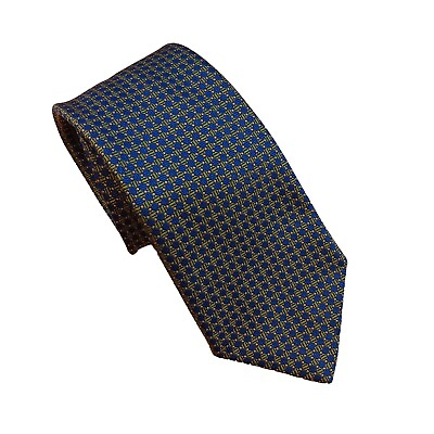 #ad J.Press Blue Green Geometric Repp Men#x27;s Silk Necktie Made In England 58quot;x 3.5quot; $34.95