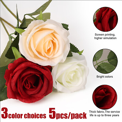 #ad 5 20PCS Simulation Velvet Rose Champagne Red White Gift Rose for Valentine#x27;s Day $9.95