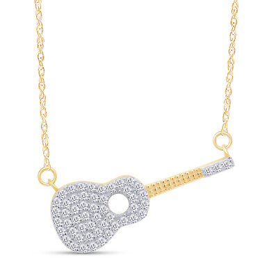 #ad 3 7ct Natural Round Diamond Classic Guitar Pendant 18quot; Necklace 10k Yellow Gold $540.49