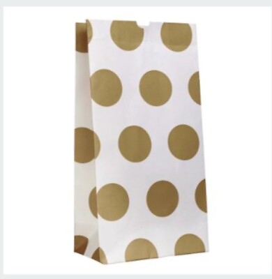 #ad #ad 25 Gold Dot Print Treat Bags Paw Print Gift Bags Paper 2 LB Pack Kraft $5.49