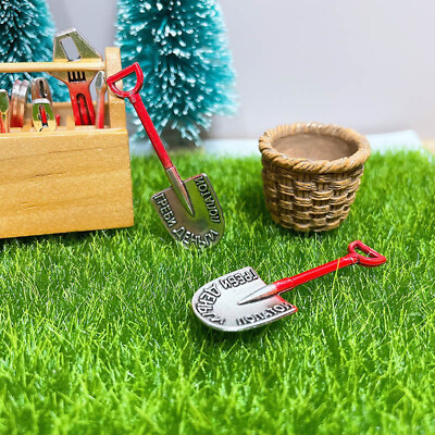 #ad 3PC Mini Tools 1 12 Scale Dollhouse Miniatures Shovel Basket Accessories Garden $6.77