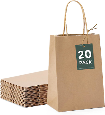 #ad 90 Pcs Brown Paper Shopping Kraft Retail Gift Merchandise Bags With Handles Bulk $12.10
