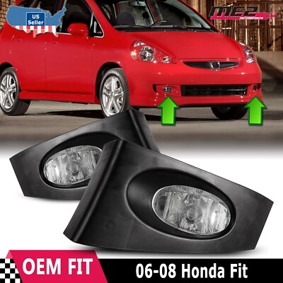 #ad For Honda Fit 2006 2008 Fog Lights Clear Bumper w BezelsWiring kitSwitch L amp; R $52.99