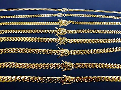#ad 10K Yellow Gold 3mm 12mm Miami Cuban Link Chain Necklace All Sizes $630.00