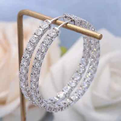 #ad 2.50 Ct Round Cut Moissanite Dangle Hoop Earrings 14K White Gold Plated For Her $159.27
