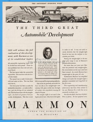 #ad 1929 Marmon Motor Car Indianapolis 3rd Great Development Directi GM Williams Ad $9.44