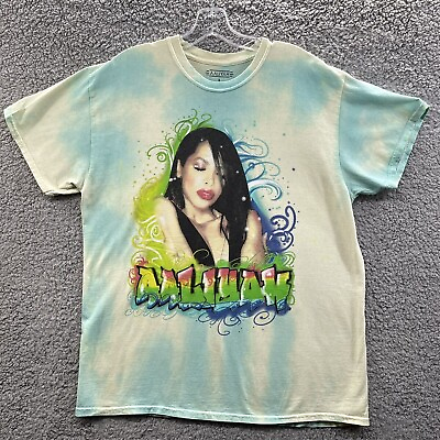 #ad Aaliyah Graphic T Shirt Women#x27;s Size Small Teal Graphic T Shirt Ladies S $5.50