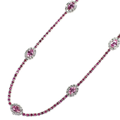#ad #ad K18WG pink sapphire diamond necklace 2.50ct D0.60ct Auth free shipping from Ja $2388.00