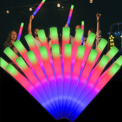 #ad LED Light Up Foam Sticks Batons Soft Tube Glow Wands Rally Rave Party UPGRADED $89.99