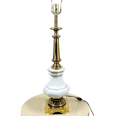 #ad Vintage Stiffel Lamp Brass Porcelain Hollywood Regency Style Tall Tabletop Light $110.45