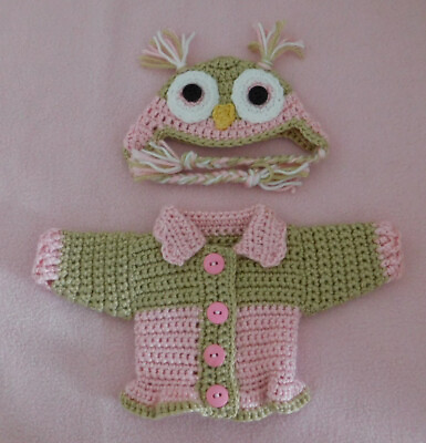 #ad Doll Clothes Pink Owl Sweater amp; Hat Fits American Girl Wellie Wishers 14.5 $15.00