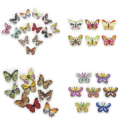 #ad 30pcs Butterfly Wood Buttons for Sewing Scrapbooking Cloth Handmade Crafts Decor $3.99