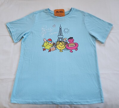#ad Mr Men amp; Little Miss Ladies Blue Paris Printed Short Sleeve T Shirt Size 3XL New AU $19.99