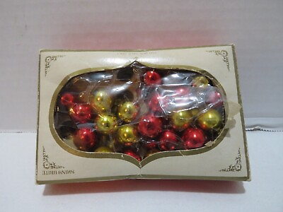 #ad VTG MINI SHINY BRIGHT CHRISTMAS ORNAMENT BULBS RED GOLD IN ORG BOX $19.95