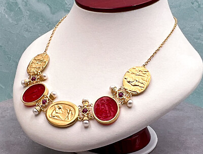 #ad TAGLIAMONTE SH504N Red 18K Venetian Cameo Necklace*RubiesPearls*Reg.$5600 $3400.00