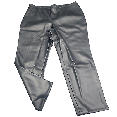 #ad Rubin Singer Studio Pull On Faux Leather Pants Petite Large Sz BlackSide Zipper $18.71