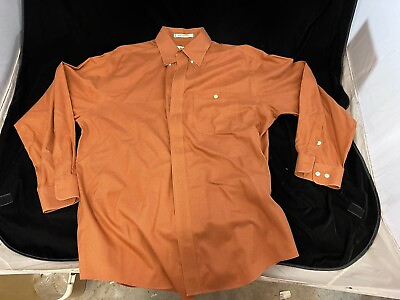 #ad Orvis Shirt Mens Large Orange Houndstooth Button Front $25.00