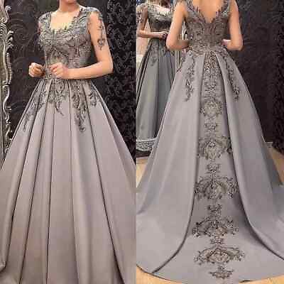 #ad Gray Evening Dresses Formal Party Gowns Elegant Prom Dress Special Occasion $143.15