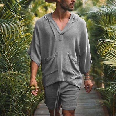 #ad Men Clothing Summer Vacation Wear Clothes Hawaiian Shirt Set 2 Piece $54.78