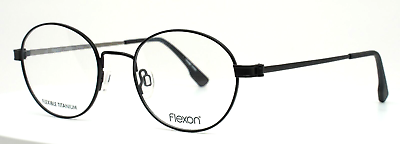 #ad FLEXON E1081 001 Black Mens Round Full Rim Eyeglasses 49 19 145 B:42 w Case $69.99