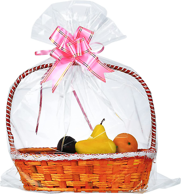 #ad 100 Packs Large Cellophane Bags 24 x 30 Clear Cellophane Gift Basket Wraps ... $42.51