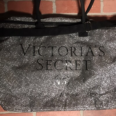 #ad Victoria#x27;s Secret Silver Glitter Overnight Tote Bag. $26.00