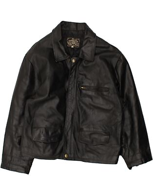 #ad VINTAGE Mens Leather Jacket UK 36 Small Black Leather AL05 GBP 43.60