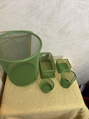 #ad 5 Piece Office Set. Waste Basket And Desk Accessories $21.00
