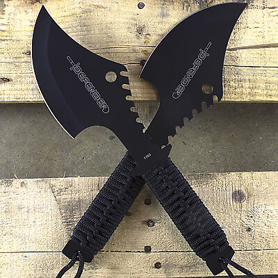 2 PC TACTICAL 11.5quot; TOMAHAWK THROWING AXE SET w SHEATH Hatchet Survival Camping $26.95
