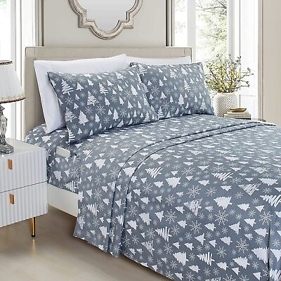 #ad Holiday Style 1500 Thread Count Sheet set 6 Piece Bedding Queen Christmas Tree $28.79