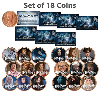 HARRY POTTER Deathly Hallows Colorized UK British Halfpenny ULTIMATE 18 Coin Set $39.95