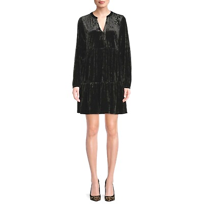 The Get Women#x27;s Velvet Tiered Dress Black Small $27.99