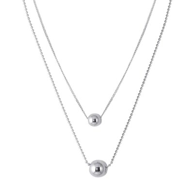 Sterling Silver 925 Double Chain Beaded Necklace Two Layer Elegant Necklace N125 $48.99