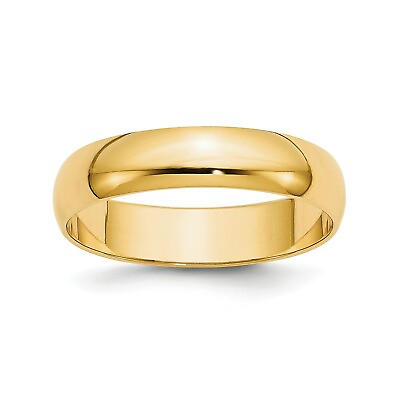 #ad 14k Yellow Gold Unisex Lightweight 5mm Half Round Wedding Band Sizes 4 to 14 $360.00