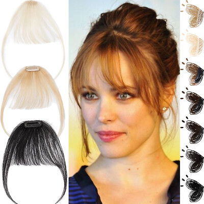 #ad Thin Thick Fringe Bangs 100% Remy Human Hair Extensions Clip In Hairpiece Topper $7.89