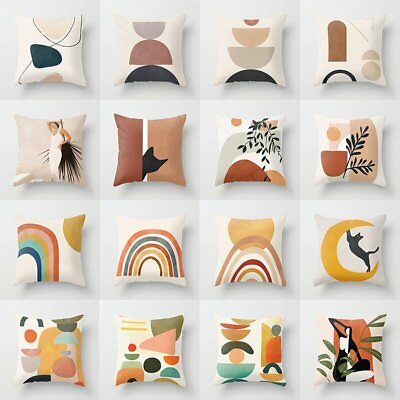 #ad 45X45CM Simple Abstract Polyester Throw Pillow Case Striped Geometric Pillowcase $13.28