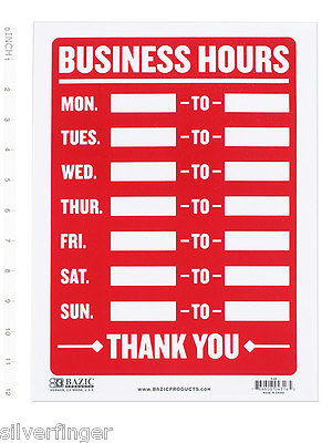 #ad BUSINESS HOURS SIGN • Open Mon Sun Write In From To Times Store Office Shop 9x12 $4.11