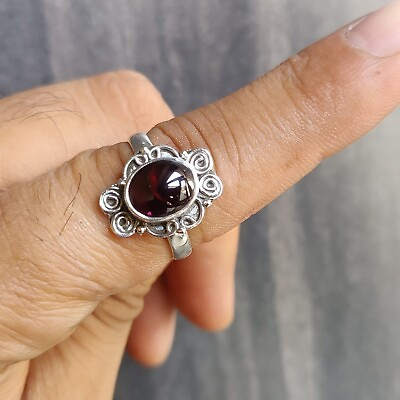 #ad 925 Sterling Silver Garnet Ring Boho Jewelry For Women Christmas Gift $26.89