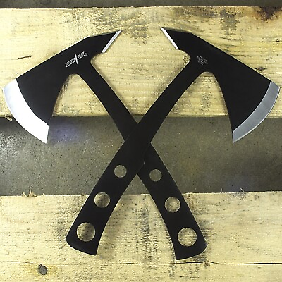 #ad 2 PACK TOMAHAWK FULL TANG THROWING AXE SET w SHEATH Hatchet Survival Tactical $22.95