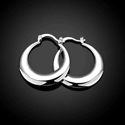 #ad #ad Simple 925 Silver Filled Hoop Earring Wedding Party Jewelry Women Gift A Pair C $2.60