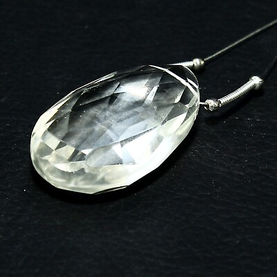 #ad Natural Crystal Quartz Faceted Pear Pendant Briolette Loose Gemstone Jewelry $4.19