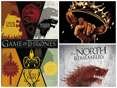 #ad Game of Thrones 3 Individual Posters Sigils Five Kings North Remembers New $18.99