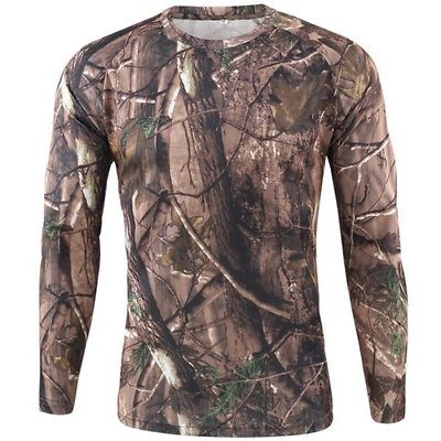 #ad Summer Camouflage T shirt Quick Drying Breathable Long Sleeve Tops Men Hiking $23.02
