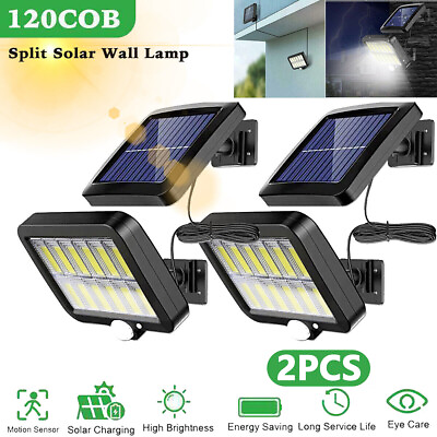 #ad 2PCS Outdoor Solar Wall Light LED Motion Sensor Bright Flood Street Lamp 3 Modes $18.99