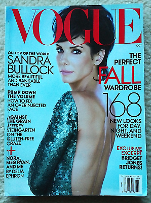 #ad Vogue magazine October 2013 featuring Sandra Bullock read once stored used flaws $14.66