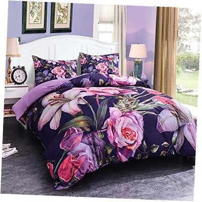 #ad Duvet Cover Set Queen Size 3 Pieces Floral Duvet Cover with Botanical $43.62
