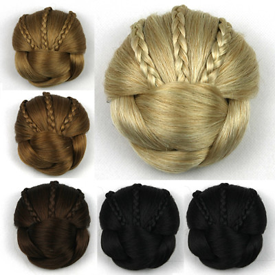#ad Women Fashion BIG Chignon Braided Hair Bun Chignon Clip In Hairpieces Extension $6.55