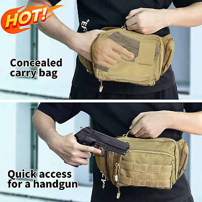 #ad Tactical Waist Bag Concealed Carry Gun Pouch Military Pistol Holster Fanny Pack $22.39
